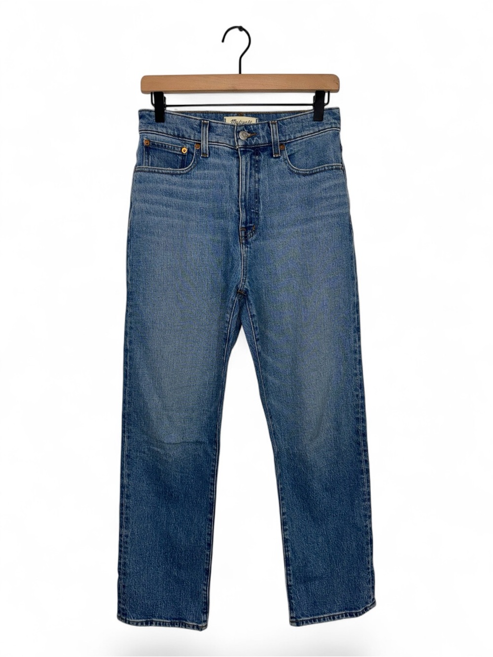 WJ534 {Madewell} "90s Straight Crop" Blue High Rise Straight Leg Denim Jeans